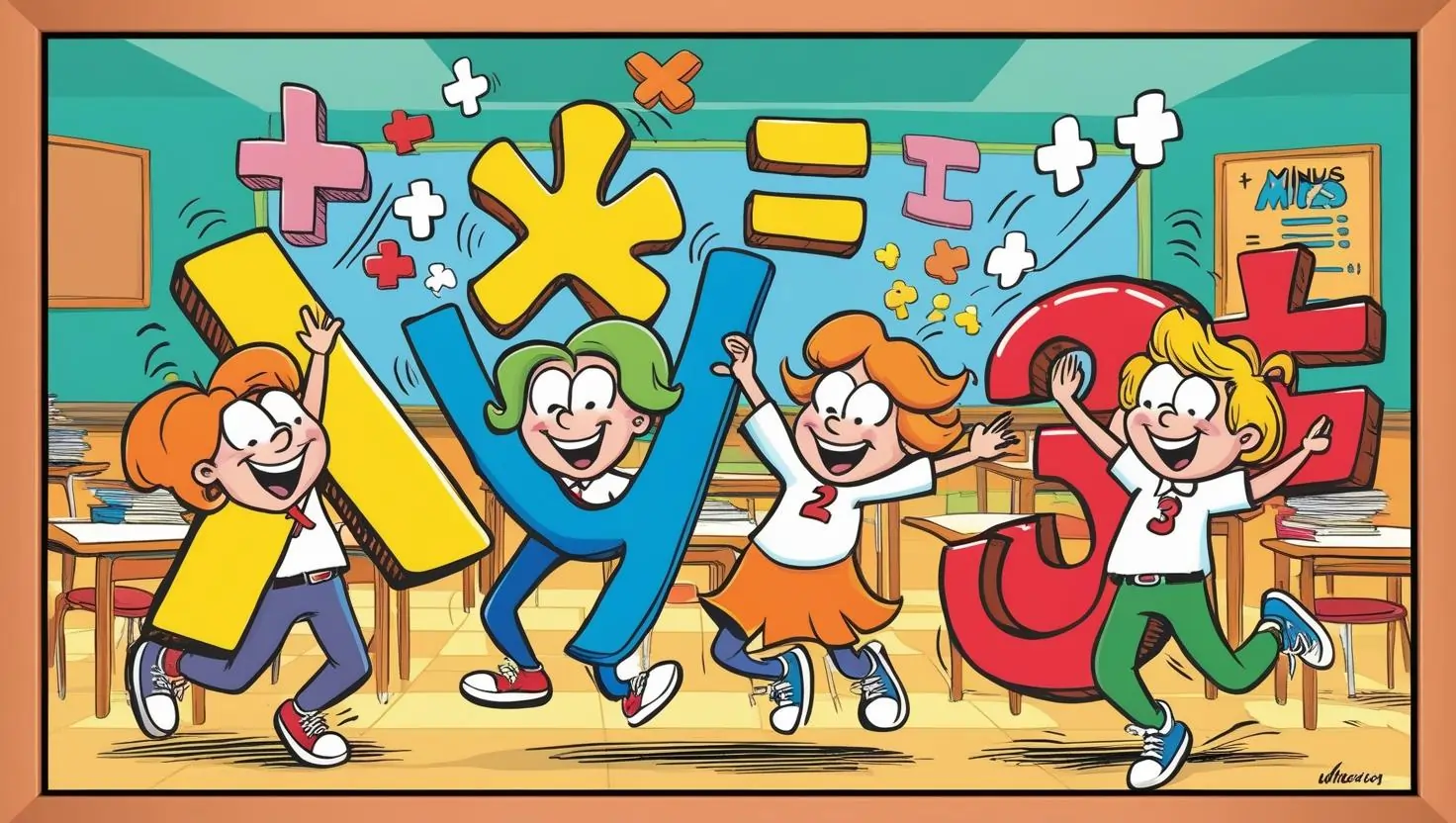 7. sınıf öğrencileri neşeyle cebirsel ifadeler ve matematik sembolleriyle oynuyor.
