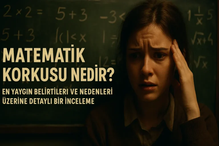 Matematik Korkusu Nedir? En Yaygın Belirtileri ve Nedenleri Üzerine Detaylı Bir İnceleme 1 Matematik korkusu yaşayan ve kara tahta önündeki denklemler karşısında bunalmış görünen bir kişi.