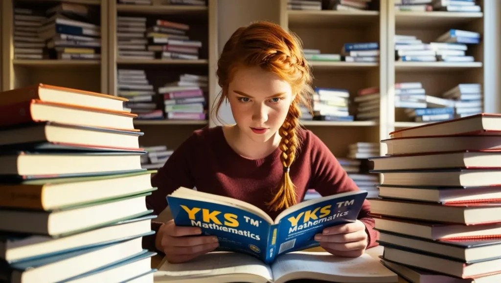 YKS TM Matematik Programı için kaynak kitapları inceleyen bir öğrenci